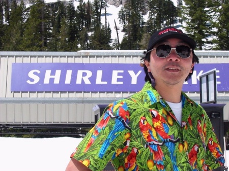 Surely you can't be serious skiing in shorts and Hawaiian shirt? Yes, I am. And stop calling me Shirley!