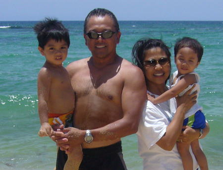 With my family at a beach in the Philippines.