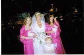 Me in wedding dress with 3 of my daughters
