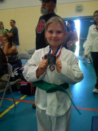 Cambria took 2nd place at taekwondo