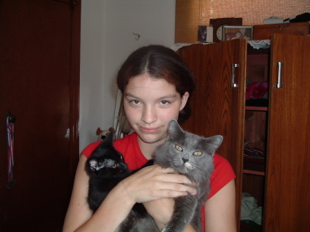 My daughter Caitlin and her cats