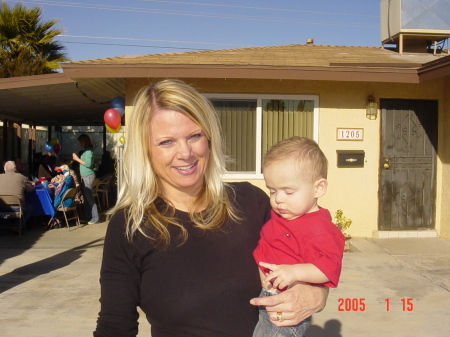 Me and my grandson Connor at his 1st birthday party