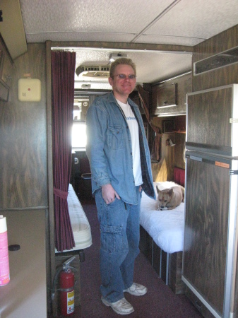 My son Joseph Pabrazinsky inspecting the RV