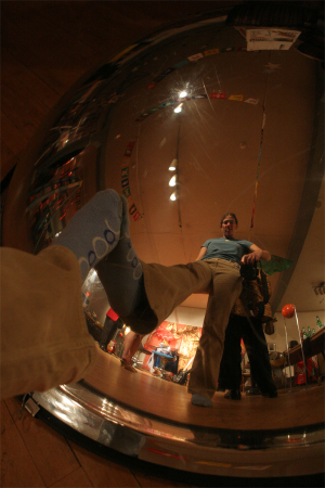 playin with a security dome, on location at a band photo shoot(2005)