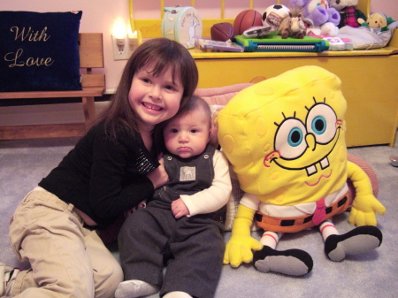 My children: Rachel and Robert, and their friend Spongebob.