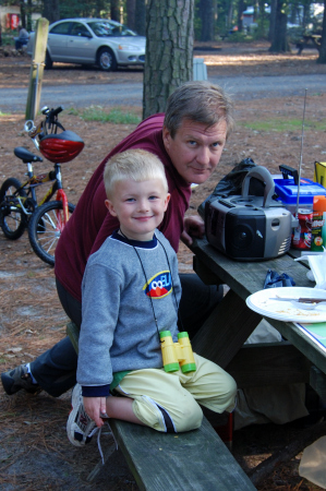 Camping with son Michael