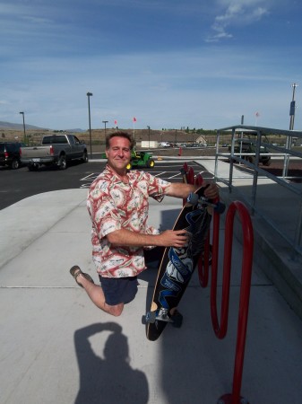 my sweet dorky husband and his longboard.