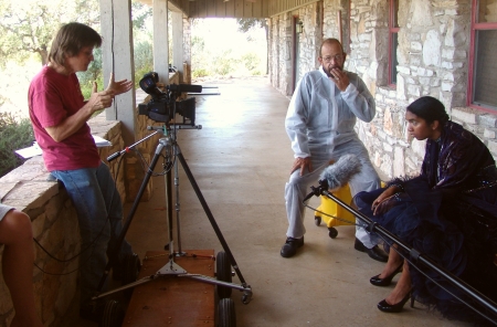 Rodger (on left) directing film in Aug 2009