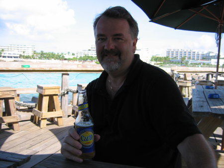 Having a cold one in St. Maarten