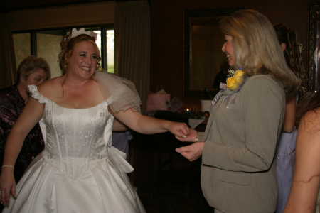 Getting Laced-up, my mom & Bill's mom in hand