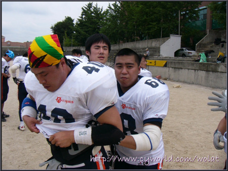 Before a summer scrimmage game 2005