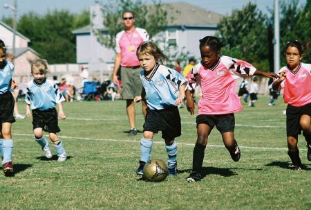 My younger daughter, Gracie, playing soccer (Oct 2007)