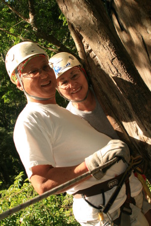 Judy & Conrad on tree platforms 50 ft high