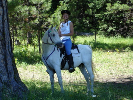Riding my stepdaughters horse that we rescued.
