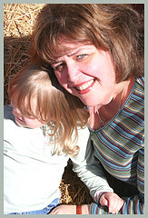 Lily and Grandma at the pumpkin patch