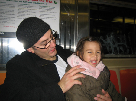 daddy & talia - first NYC subway ride