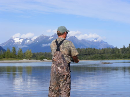 Fishing in Fish Creek for Silver Salmon