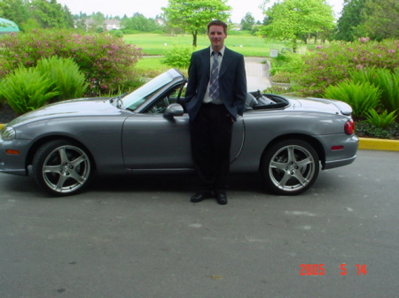 My hubby with his stylin' new 2005 Miata at Leslie's Wedding