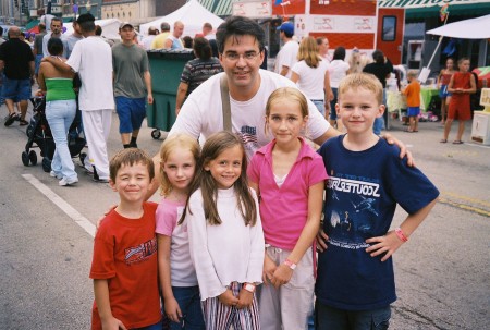 Kevin and the kids at CornFest 2005