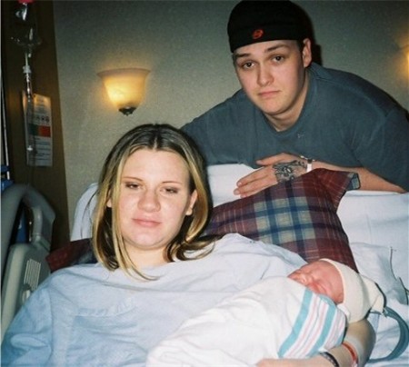 Dylan and his wife Jamie with their brand new baby - Aiden