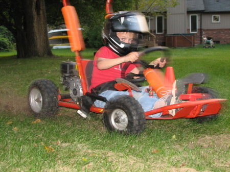 Mitchell drives his go-kart