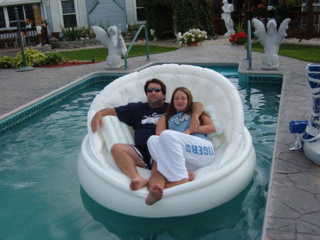 Me & Desiree relaxing in our pool