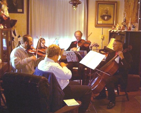 Camp Budsin String Quintet performing at the museum.