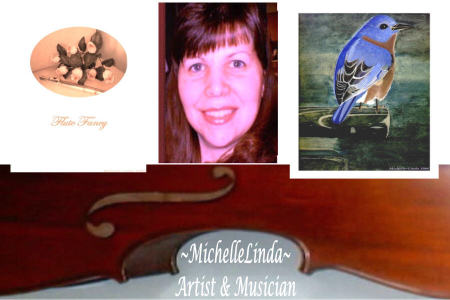 me, my cello and some of my art work