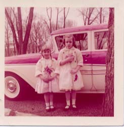 2 cool chicks, one cool ride.