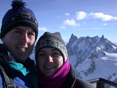 Freezing our butts off in Chamonix, France.