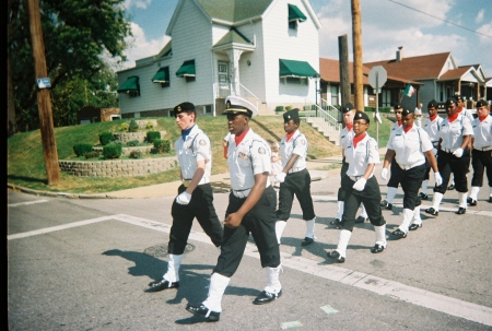 Drill Team Marching in Columbus Day Parade