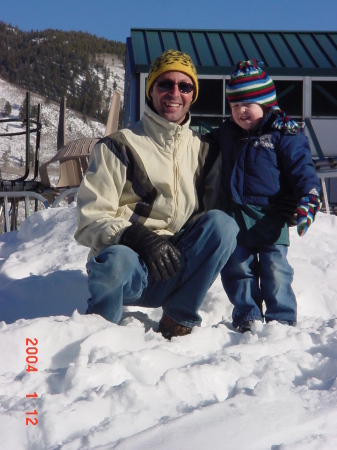 Son and I on top of Aspen