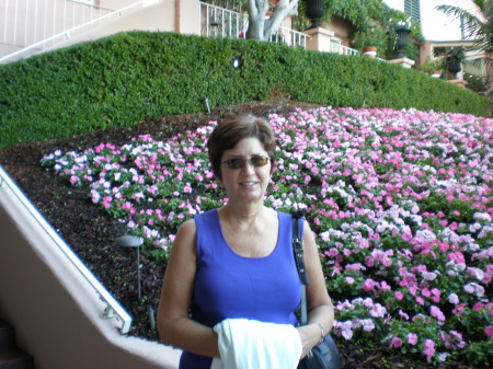 Sharon in La Valencia, La Jolla flower garden