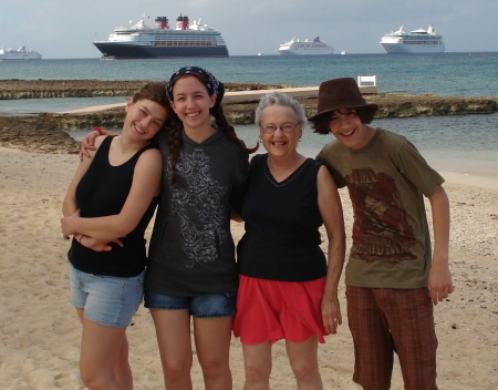 My mom and the kids in Cayman