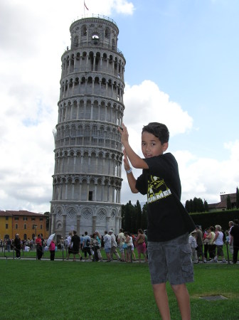David holds up the Tower