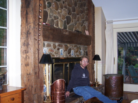 Me in front of the fireplace