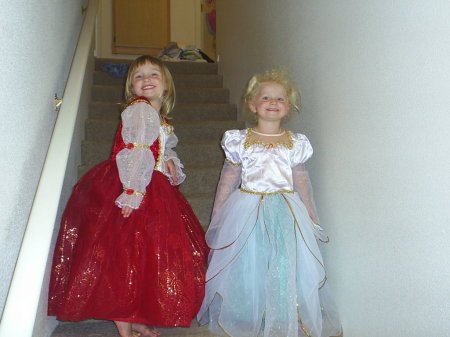 My two little princesses; Kaeli (red) and Ashlee (blue)