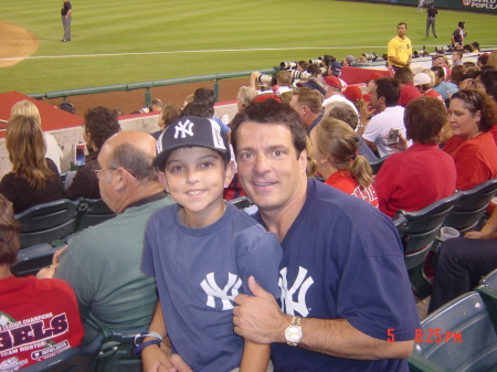 Joey and Dad at the Yankee game