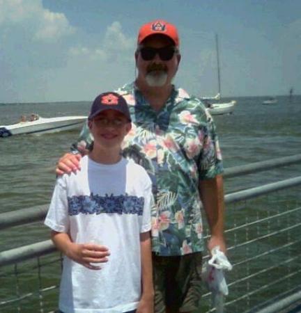 My son Zack (13) and I at the Boardwalk in Kemah, TX