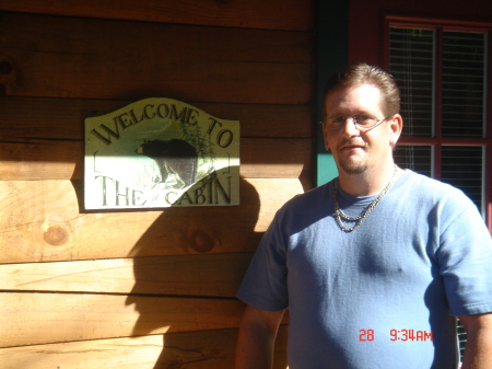 Me on the front porch of the cabin Franklin Nc.