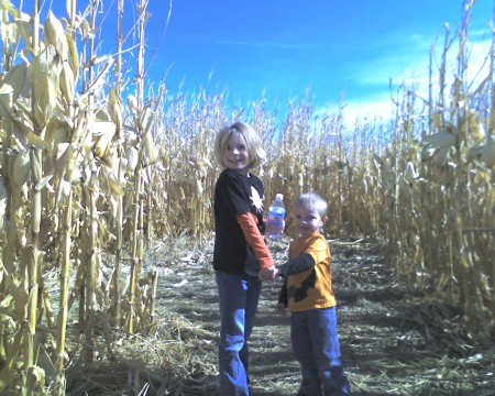 My wonderful kids in a corn maze
