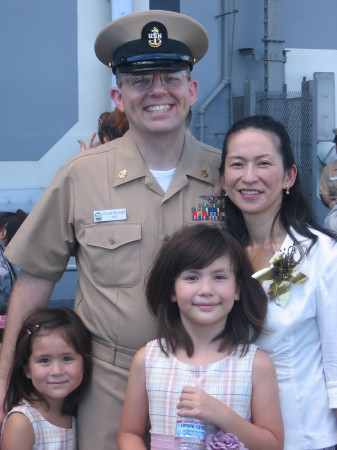 Family together after being pinned a US Navy Chief