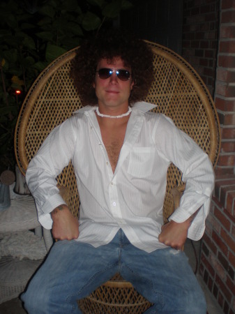 Son, Jason goign to a 70's party..that's really his hair!