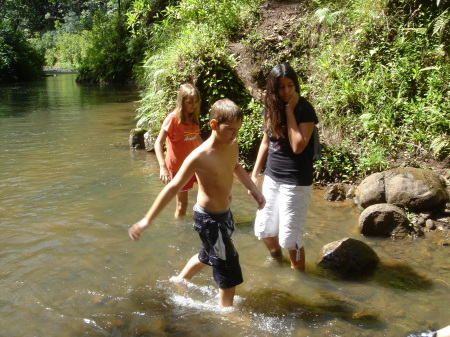 Lena (left), Mark (center) - my two youngest, and friend (right) hiking Aug 2007