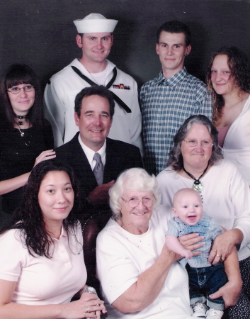 Daughter Brittany,Son Jeremy,Son William and his wife Diana next Row is Husband Matthew and I Front row is Daughter in law Jennifer,Mickey my mom and Grandson David