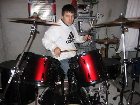 Justin with his drums