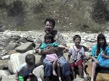My Husband Marc, and our kids at Refugio Beach,Ca.
