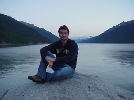 Sitting on a rock near Skagway Alaska
