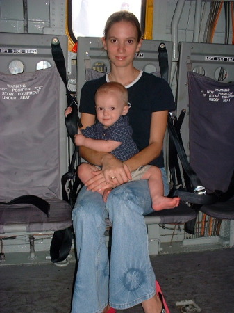 Aaron and Mommy in the back of a CH-53E July 2001