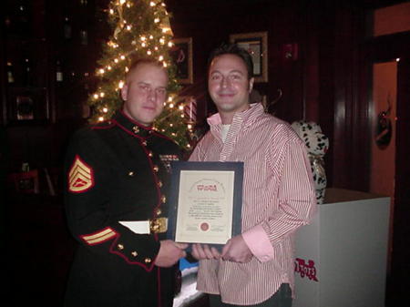 Reciveing Commanders Award from the USMC